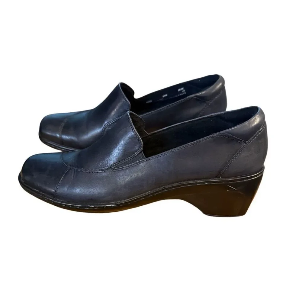 Clarks Bendables Slip On May Poppy Loafers Sz. Black Leather Comfort